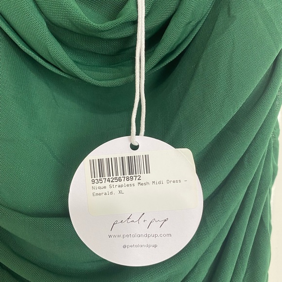 NWT Petal & Pup Nique Strapless Mesh Midi Dress- Emerald XL - Picture 5 of 6